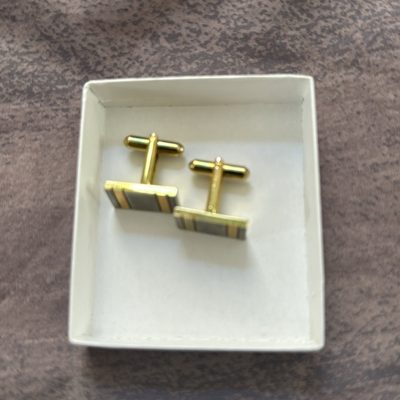 Gold and silver tone stainless steel cuff links. Excellent condition! - Picture 5 of 5